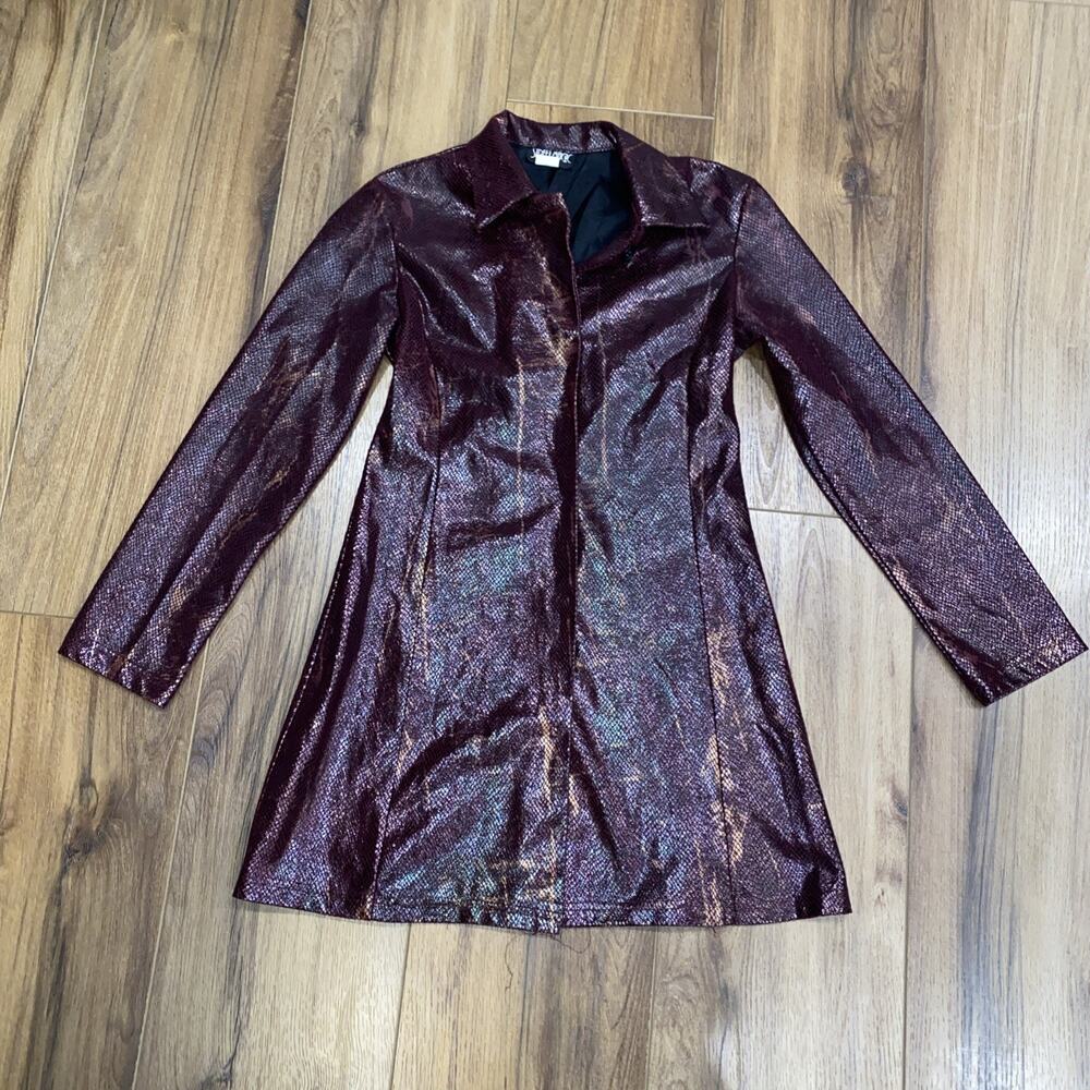 Y2K Wine Faux Snake Skin Jacket Street Magic Made In USA Size Small